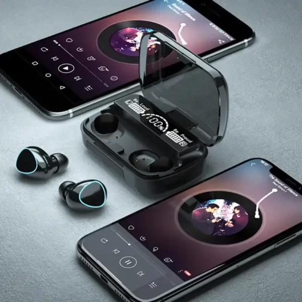 DLS M10 True Wireless Bluetooth Earbuds with LED Display, Hi-Fi Sound, Touch Control, Long Battery Backup, Noise Reduction, for Android & iOS (Black)