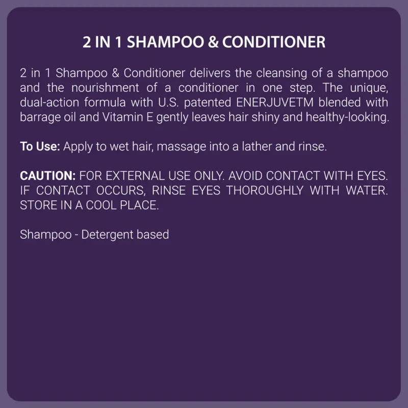Amway SATINIQUE™ 2-in-1 ENERJUVE™ Technology Shampoo & Conditioner  | Daily Use Hair Cleanser with With Borage Oil & Vitamin E ,Easy-to-Manage Hair
