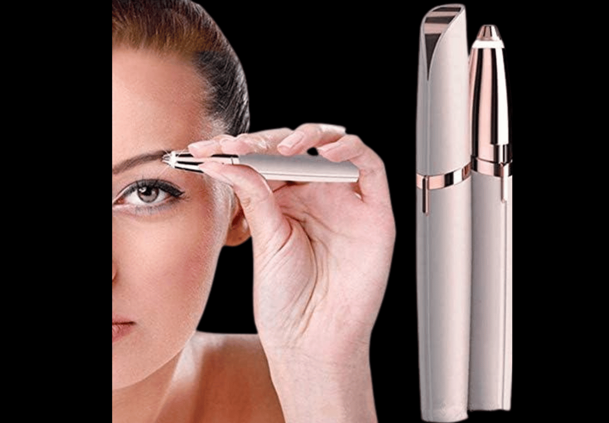 DLS HX-202B 2-in-1 Eyebrow & Facial Hair Trimmer for Women, USB Rechargeable, Painless Hair Remover, Portable Design (White & Rose Gold)