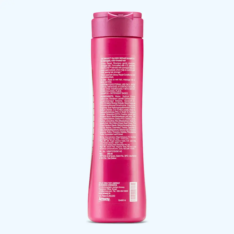 Amway SATINIQUE™ Glossy Repair Colour Protection Shampoo for Damaged & Color-Treated Hair With Pomegranate & Grape Seed Extract | Revitalized Hair
