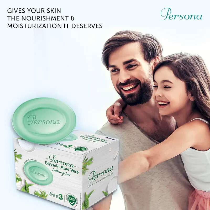 Amway Persona  Aloe Vera Bathing Bar | 99% Pure Glycerin Soap | With Aloe Vera & Tea Tree Oil | Moisturizing& Germ Protection | Dermatologically Tested