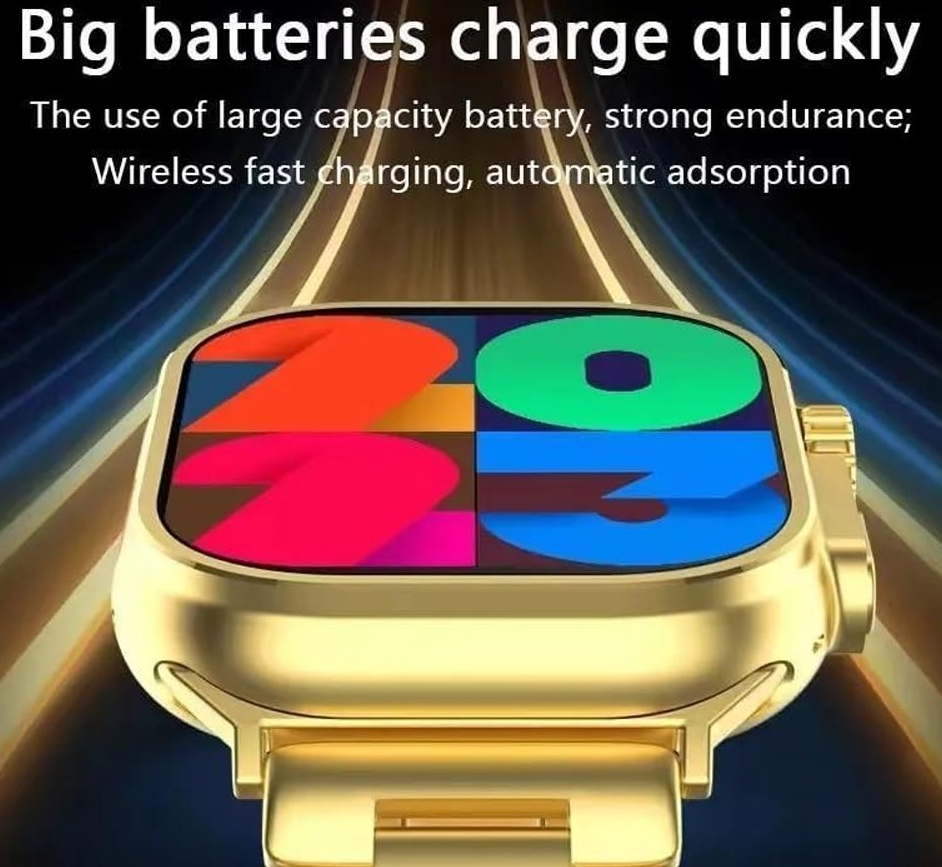 DLS C9 Ultra 3 Smart Watch with 2.20” HD Display, Bluetooth Calling, Fitness Tracker, Heart Rate Monitor, Multi-Sport Modes (Strap:Golden+1)