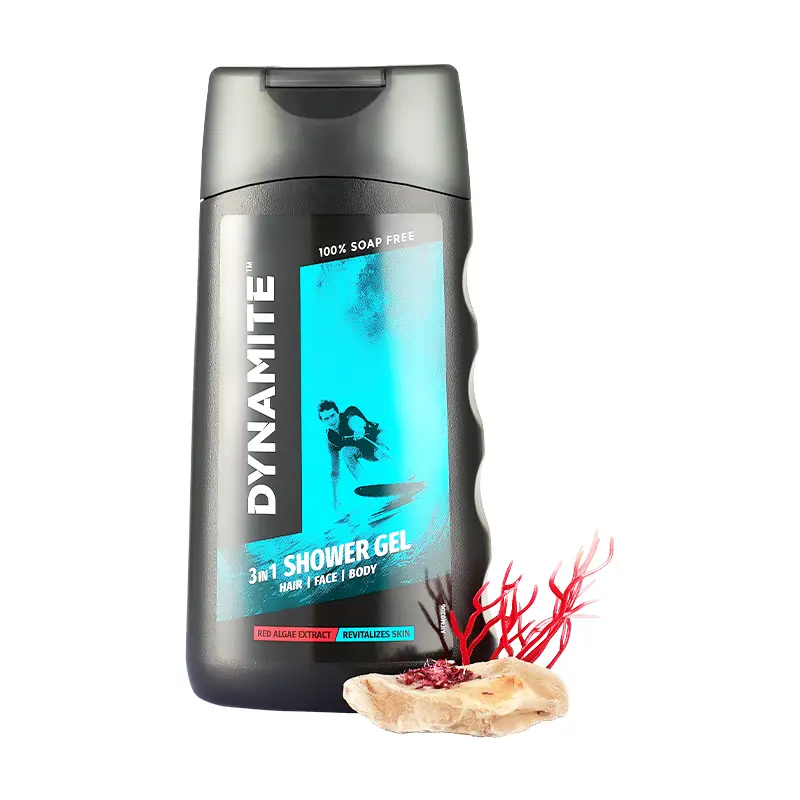 Amway Dynamite 3-in-1 Shower Gel for Body, Face & Hair | Red Algae Extract Formula | pH Balanced & Paraben-Free Body Wash | All Skin Types