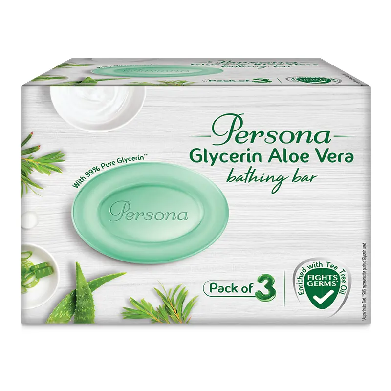 Amway Persona  Aloe Vera Bathing Bar | 99% Pure Glycerin Soap | With Aloe Vera & Tea Tree Oil | Moisturizing& Germ Protection | Dermatologically Tested