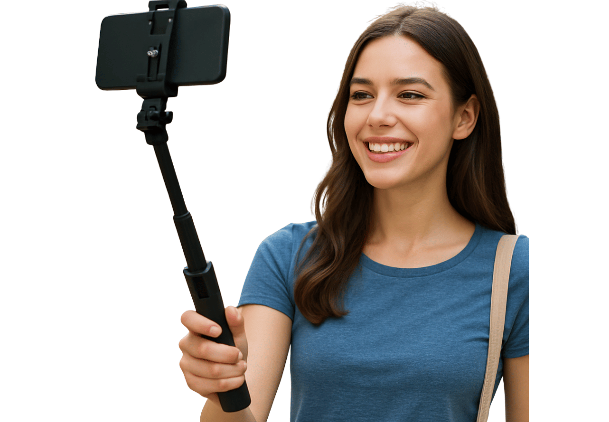 DLS R1-L Selfie Stick Tripod with Bluetooth Remote, 360° Rotation, Extendable, Compatible with Android & iPhone for Selfie, Video & Vlogging – Black