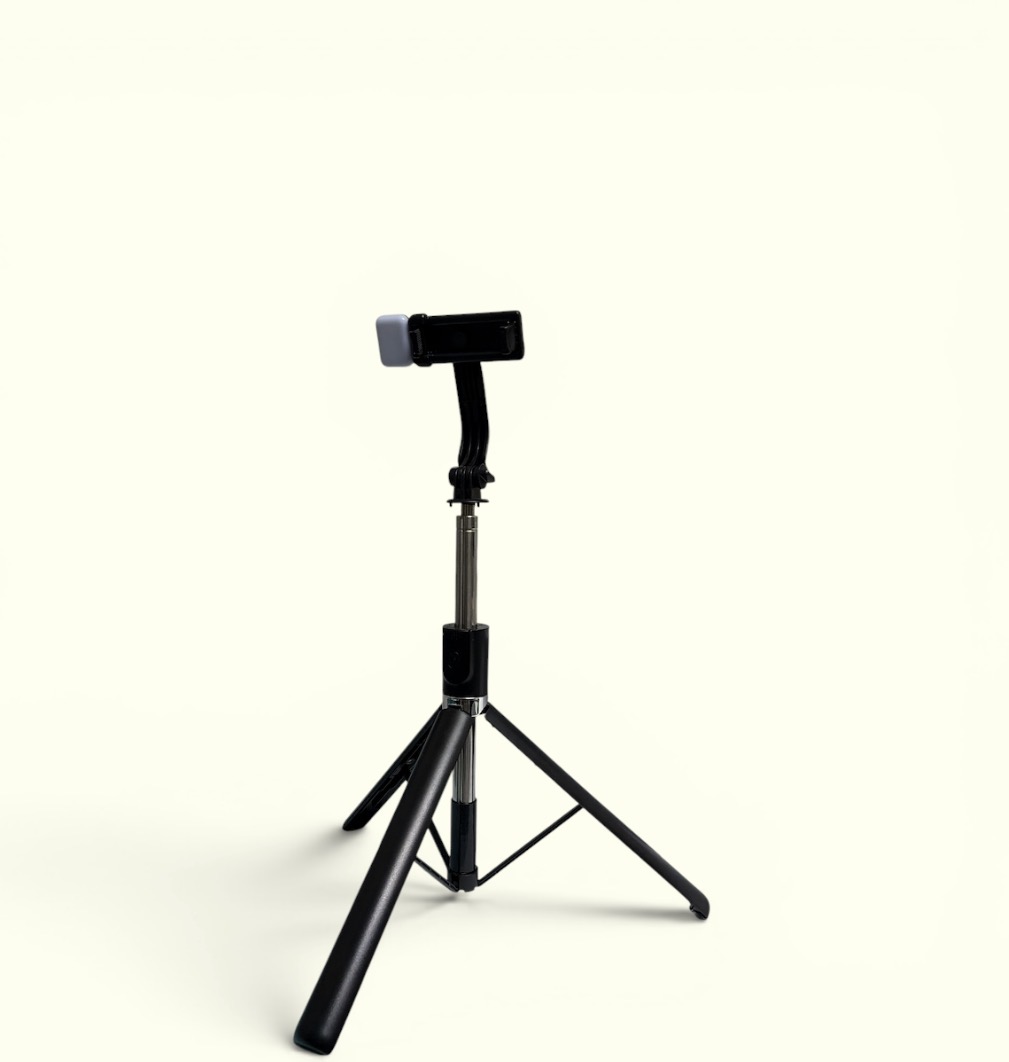 DLS R1-L Selfie Stick Tripod with Bluetooth Remote, 360° Rotation, Extendable, Compatible with Android & iPhone for Selfie, Video & Vlogging – Black