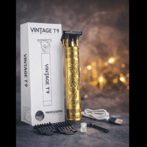 DLS Vintage T9 Professional Hair Trimmer for Men, Cordless Beard Trimmer, Sharp Blade, Rechargeable Grooming Kit (Golden)