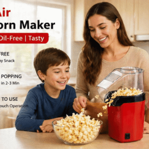 DLS Hot Air Popcorn Maker | Oil-Free Healthy Snack Maker Machine | Electric Fast Popping in Minutes | Compact & Easy to Use (Red & Black)
