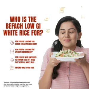 Amway Befach Low GI White Rice | Low Glycemic Index (GI 52) | Helps Manage Blood Sugar & Weight | Premium Sona Masoori Blend Rice | Healthy Daily Staple