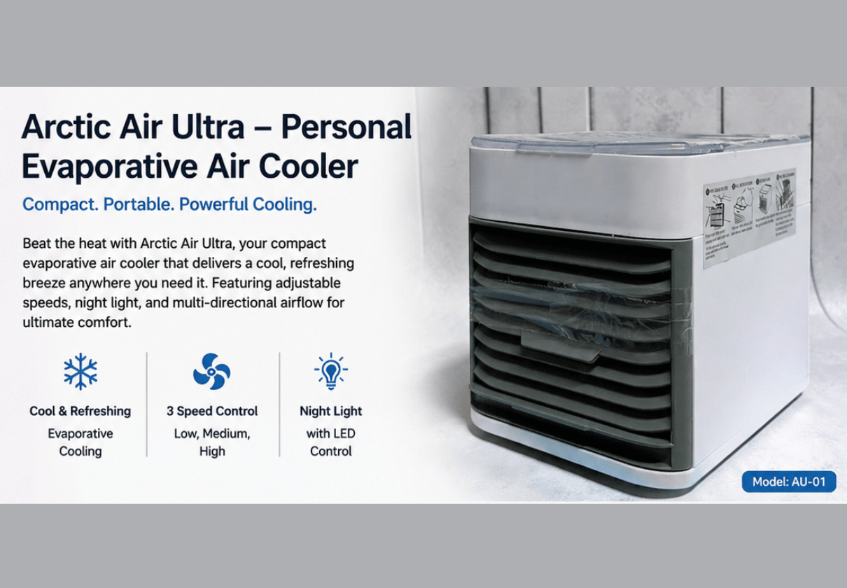 DLS Portable Mini Air Cooler Fan with Water Cooling | Desktop Air Conditioner | Rechargeable Evaporative Air Cooler for Home, Office, Bedroom & Travel